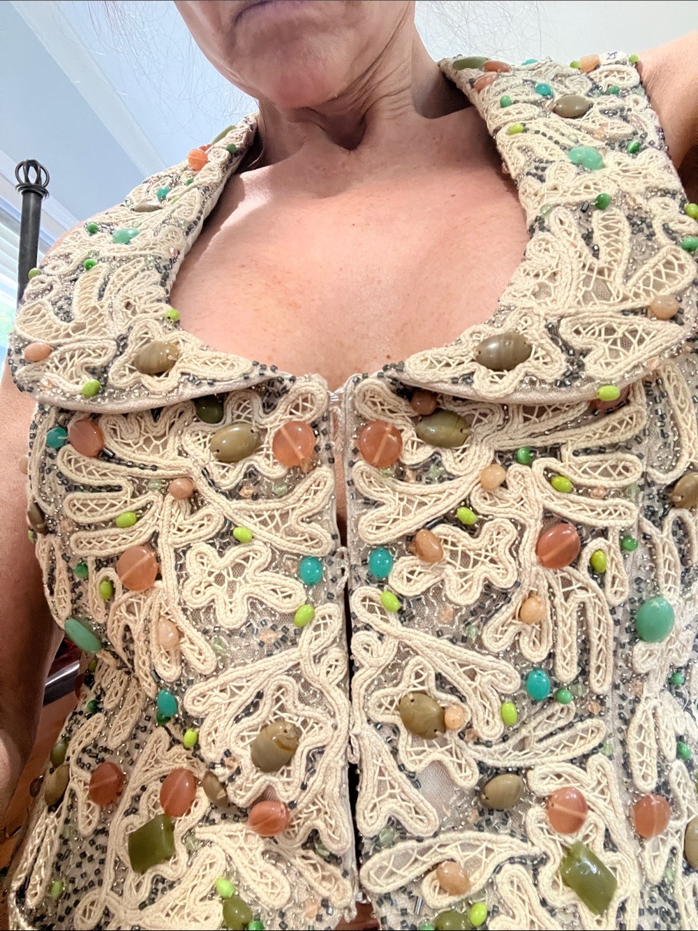 Valentino Garavani Embellished Cream Beaded Vest